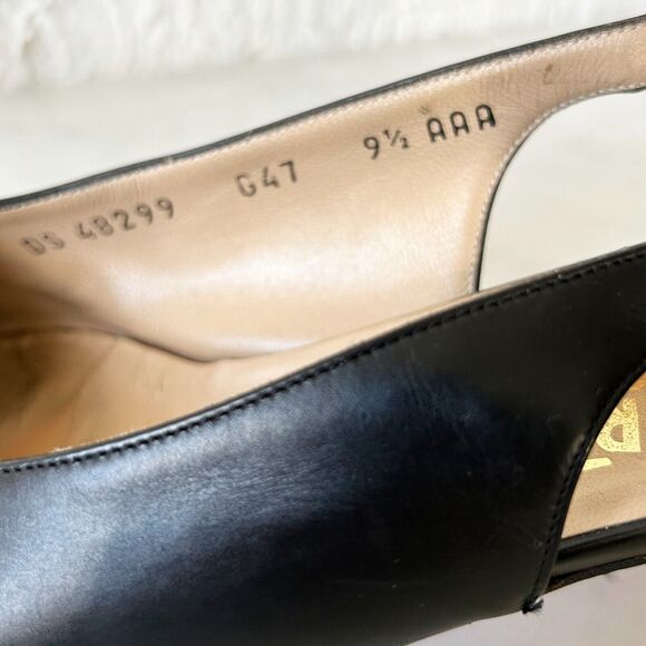 Salvatore Ferragamo Navy Blue Leather Cap Toe Slingback Delier in Box-9.5AAA - Picture 9 of 10